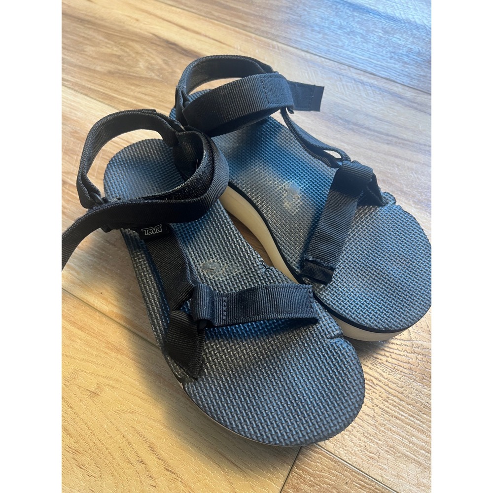 Teva 8 Flatform Universal Sandal Gorpcore Black Platform Strappy Hiking Outdoors